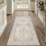 Beige Washable Vintage Runner Rug 2x5