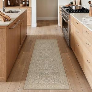 Beige Vintage Floral 2x6 Washable Runner Rug