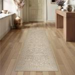 Beige Vintage Floral 2x6 Washable Runner Rug