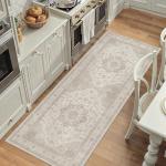 Beige Washable Vintage Runner Rug 2x5
