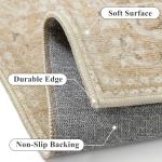 Beige Vintage Floral 2x6 Washable Runner Rug