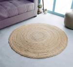 Hausattire Hand Woven Jute Braided Rug, 4’ Round – Natural, Reversible Boho Entry Area Rugs for Kitchen, Living Room I Farmhouse Decorative Floor Rug, 4 Feet Round
