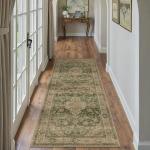 HUGEAR 2x5 Retro Green Floral Runner Rug