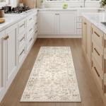 Beige Vintage Washable Non-Slip Runner Rug