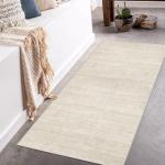 Beige Low-Pile Non-Slip Runner Rug 2x5