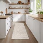 Beige Vintage Washable Hallway Runner Rug