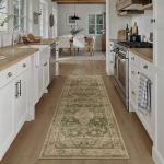 HUGEAR 2x5 Retro Green Floral Runner Rug