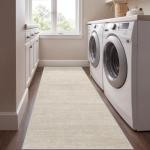 Beige Low-Pile Non-Slip Runner Rug 2x5