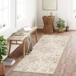 Beige Vintage Washable Non-Slip Runner Rug