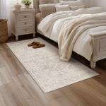 Beige Vintage Washable Hallway Runner Rug