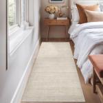 Beige Low-Pile Non-Slip Runner Rug 2x5