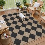 PureCozy 3x5 Checkered Jute Outdoor Patio Rug