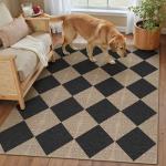 PureCozy 3x5 Checkered Jute Outdoor Patio Rug