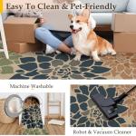 Navy and Orange Floral Jute Outdoor Area Rug