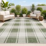 Bold Gingham Indoor Outdoor Rug 3X5 Green/Cream
