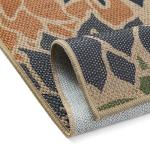 Navy and Orange Floral Jute Outdoor Area Rug