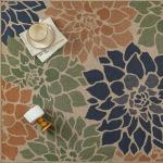Navy and Orange Floral Jute Outdoor Area Rug