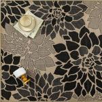 PureCozy 3x5 Black Floral Jute Outdoor Rug