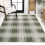 Bold Gingham Indoor Outdoor Rug 3X5 Green/Cream
