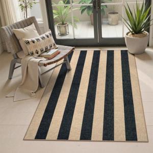 Lahome Striped Jute Outdoor Patio Rug, 3x5