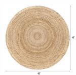 Hausattire Hand Woven Jute Braided Rug, 4’ Round – Natural, Reversible Boho Entry Area Rugs for Kitchen, Living Room I Farmhouse Decorative Floor Rug, 4 Feet Round
