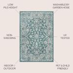 Weave Floral Teal/Gray Indoor Outdoor Area Rug