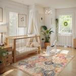 Lahome Moroccan Trellis Washable Small Area Rug, 3x5 Area Rug for Bedroom Living Room, Non-Slip Oriental Accent Throw Carpet for Kitchen Office Entryway Bathroom Office, Cream/Multi