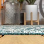 Weave Floral Teal/Gray Indoor Outdoor Area Rug
