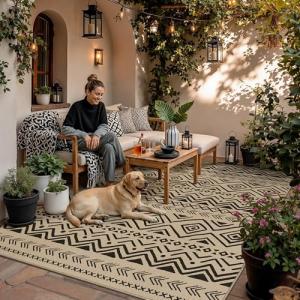 PureCozy 5x7 Black Jute Outdoor Area Rug
