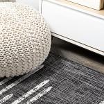 JONATHAN Y Black/Ivory Stripe Geometric Area Rug