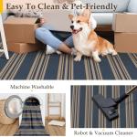 Navy Blue Striped 5x7 Jute Area Rug