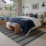 Navy Blue Striped 5x7 Jute Area Rug