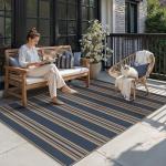 Navy Blue Striped 5x7 Jute Area Rug