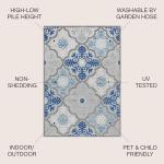 JONATHAN Y Light Gray/Blue Trellis Area Rug 5x8