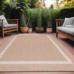 Beige 5x7 Washable Outdoor Rug for Patio
