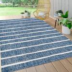 Blue/Ivory Berber Stripe Area Rug 3x5