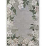 Washable 5x7 Outdoor Rug with Green Floral Border