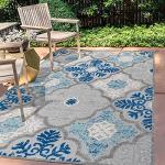 JONATHAN Y Light Gray/Blue Trellis Area Rug 5x8