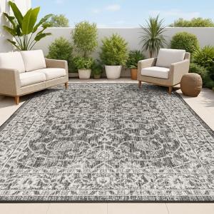 JONATHAN Y Black/Gray Vine Border Area Rug 5X8