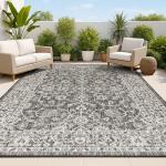 JONATHAN Y Black/Gray Vine Border Area Rug 5X8