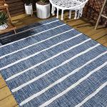 Blue/Ivory Berber Stripe Area Rug 3x5