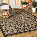 Vintage Filigree Black/Khaki Indoor Outdoor Area Rug