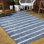 Blue/Ivory Berber Stripe Area Rug 3x5