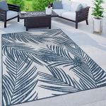 Navy Distressed Leaves Flat Weave Outdoor Rug 5'x7