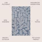 Palm Frond Indoor Outdoor Area Rug 3x5 Navy/Ivory