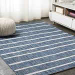 Blue/Ivory Berber Stripe Area Rug 3x5
