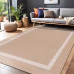 Beige 5x7 Washable Outdoor Rug for Patio