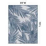 Navy Distressed Leaves Flat Weave Outdoor Rug 5'x7