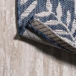 Palm Frond Indoor Outdoor Area Rug 3x5 Navy/Ivory
