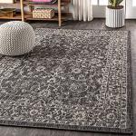JONATHAN Y Black/Gray Vine Border Area Rug 5X8